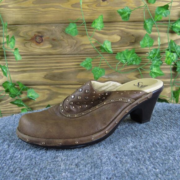 Sofft Women's Rivet Mule Brown Leather‎ Pump 6.5 Medium Gently Used 2025 - Picture 1 of 6
